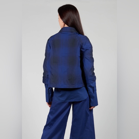 Annette Görtz ‘Main Jacket’ Blue & Black 3/4 Sleeve Button Up Jacket Size Large - Picture 3 of 16